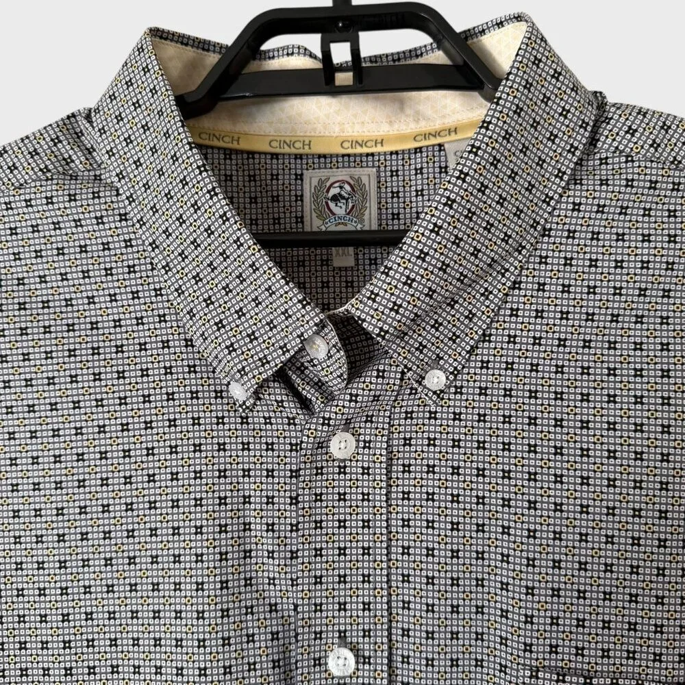 Cinch Geometric Button-Down Shirt Gray Men's Size XXL Western Cowboy Long-Sleeve